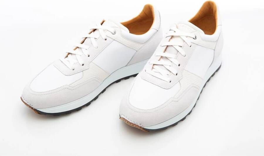 Magnanni Retro-geïnspireerde sportsneaker met gemengde textuur White Heren