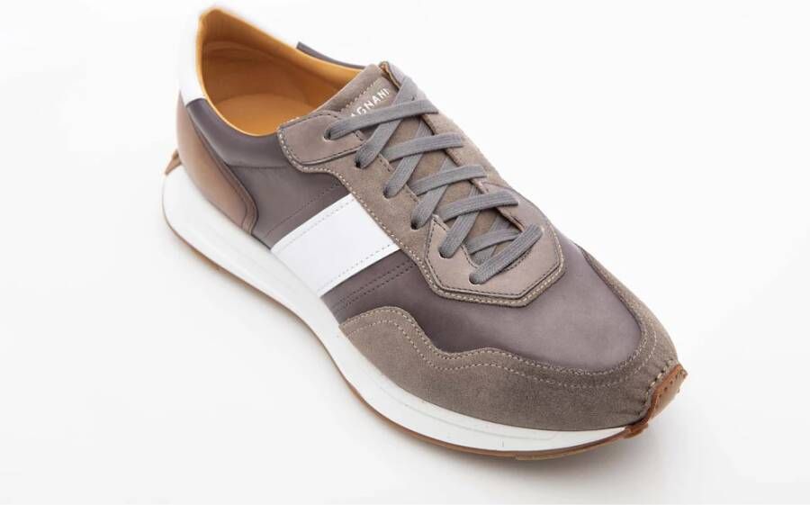 Magnanni Taupe Leren Sneaker met Gomzool Multicolor Heren