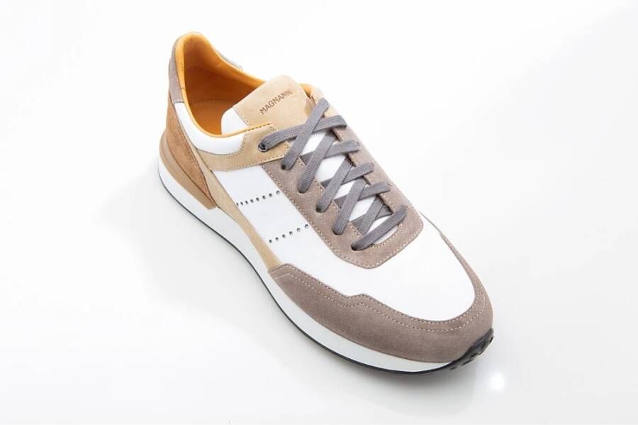 Magnanni Wit leren en suède runner Multicolor Heren