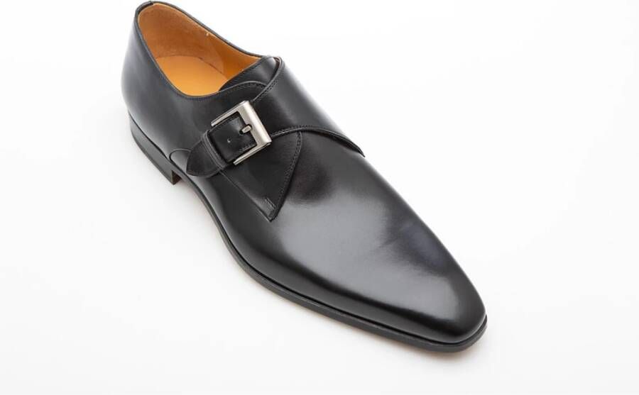 Magnanni Zwarte Leren Monk Strap Schoen Black Heren