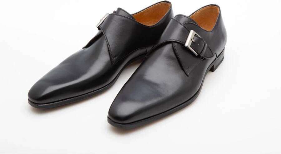 Magnanni Zwarte Leren Monk Strap Schoen Black Heren