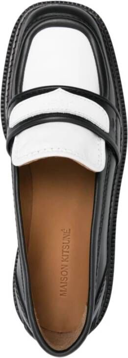 Maison Kitsuné Zwart-witte leren loafers