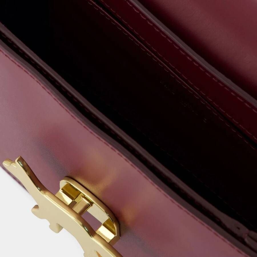 Maison Kitsuné Zwarte Leren Crossbody Tas met Draaislot