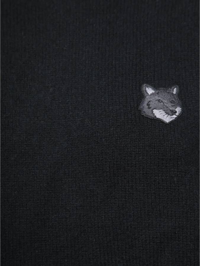 Maison Kitsuné Zwarte sweater met iconische voslogo