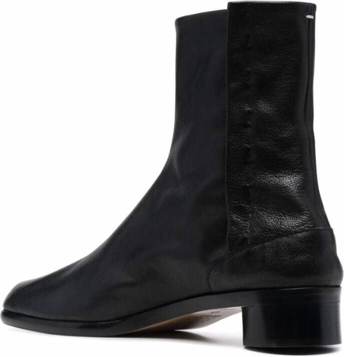 Maison Margiela Zwarte Leren Split Teen Enkellaarzen Zwart Heren