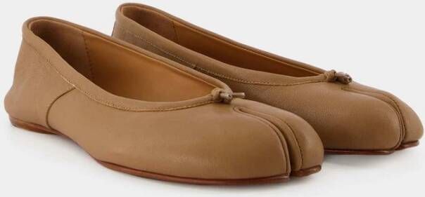 Maison Margiela Tabi Ballerinas in Beige Leather Beige Dames