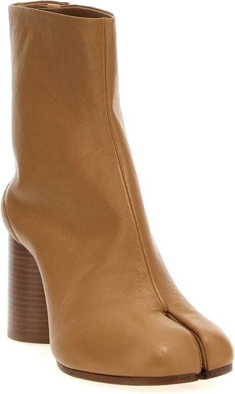 Maison Margiela Beige Enkellaarzen met Ronde Neus