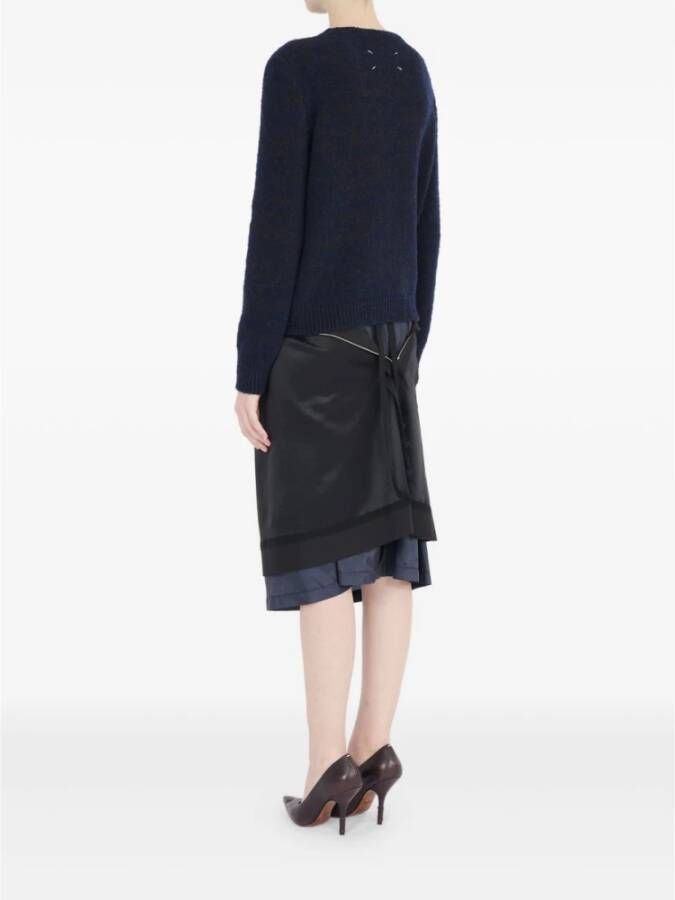 Maison Margiela Blauwe Gebreide Trui met Ribboorden