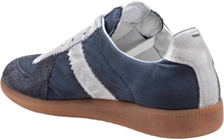 Maison Margiela Blauw Witte Leren en Stoffen Sneakers
