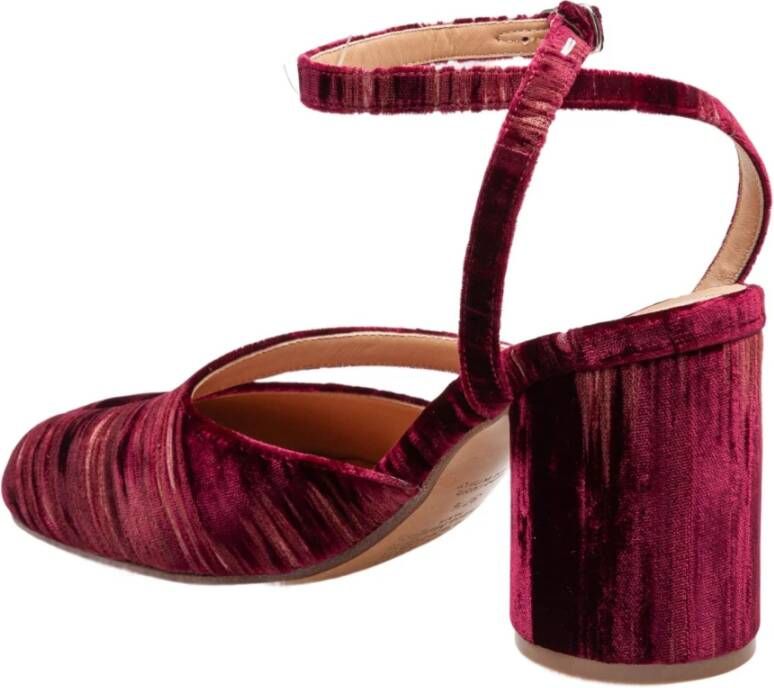 Maison Margiela Bordeaux Chenille Tabi Sandalen met Band
