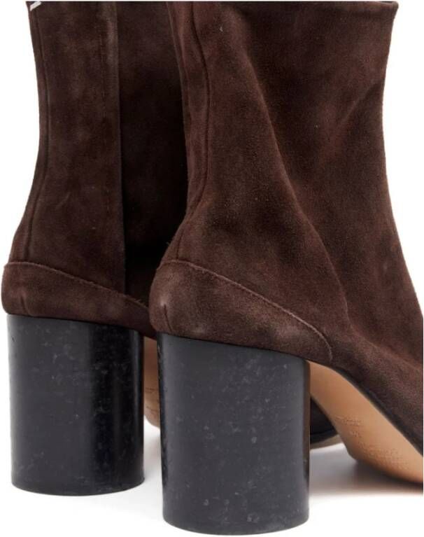 Maison Margiela Bruine Suède Enkellaarsjes met Tabi-teen