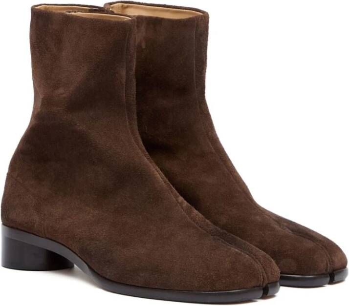 Maison Margiela Bruine Tabi Laarzen met Zijrits