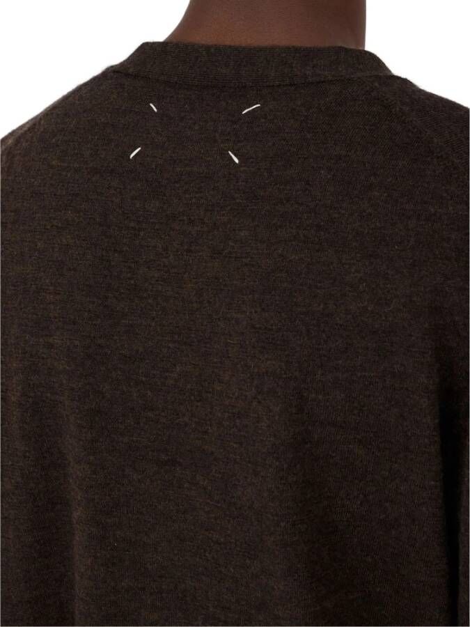 Maison Margiela Bruine wollen vest met elleboogpatch