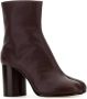 Maison Margiela Burgundy Leren Tabi Enkellaarzen - Thumbnail 2