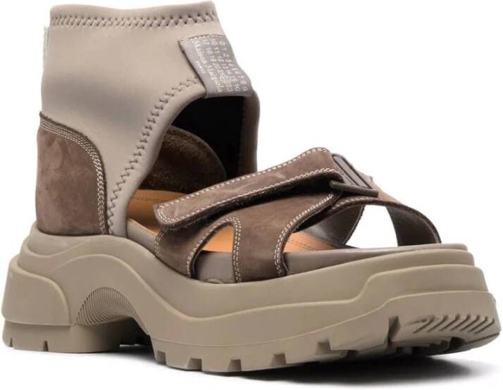 Maison Margiela Groene Elegante Deels Open Platte Sandalen Green Dames