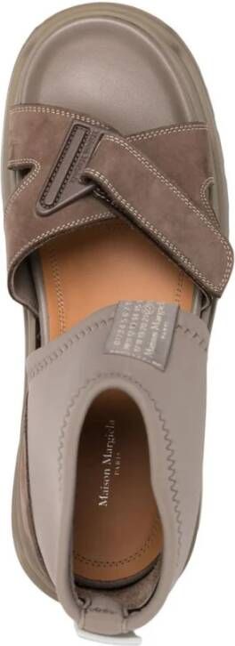 Maison Margiela Groene Elegante Deels Open Platte Sandalen Green Dames