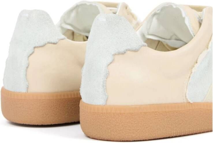 Maison Margiela Low-Top Leather Sneakers Beige Heren