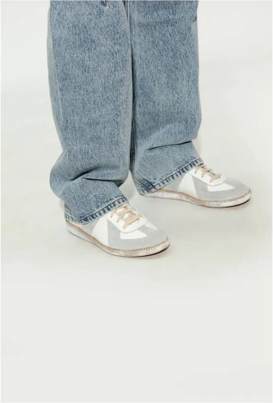 Maison Margiela Witte leren damessneakers met logo patch en stiksels White Dames - Foto 10