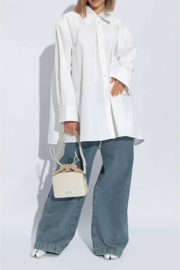 Maison Margiela Leren 'Tabi' Enkellaarzen White Dames