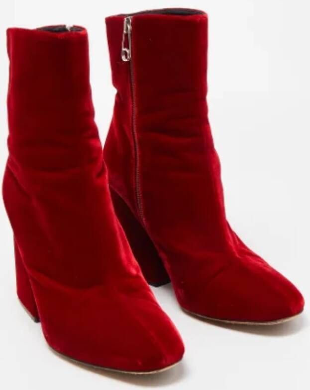 Maison Margiela Pre-owned Velvet boots Red Dames