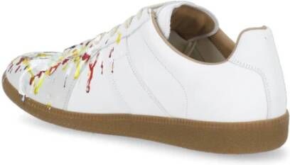 Maison Margiela Witte Leren Sneakers met Paint Drop Effect Wit Heren