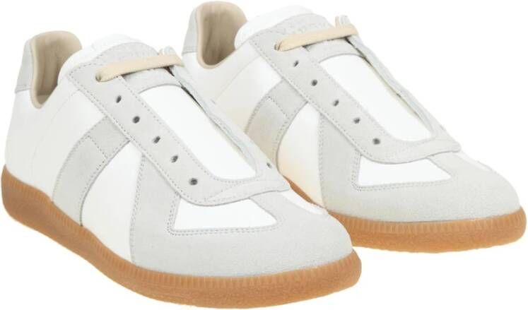 Maison Margiela Witte leren en suède sneakers White Heren