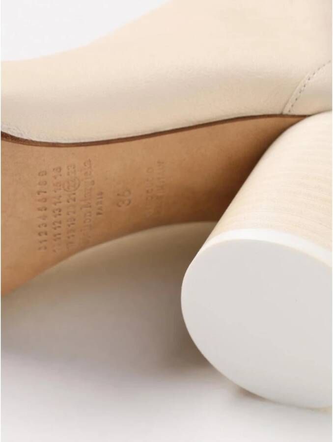 Maison Margiela Witte Leren Enkellaarsjes Blokhak