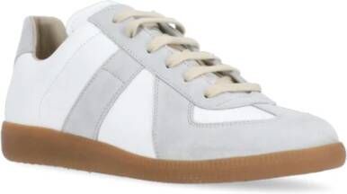 Maison Margiela Witte leren sneakers met suède inzetstukken Witte Leren Sneakers voor Heren White Heren