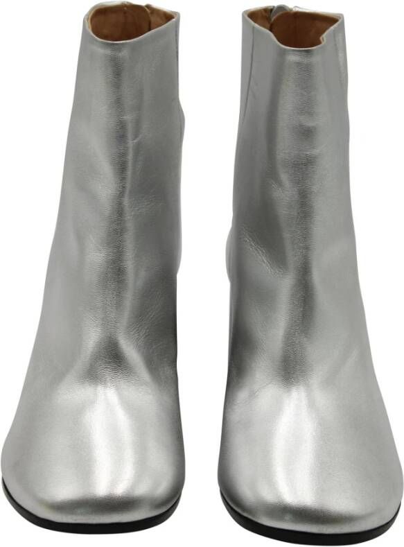 Maison Margiela Zilver Metallic Leren Enkellaarzen Grijs Dames