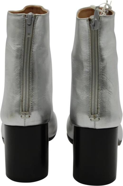 Maison Margiela Zilver Metallic Leren Enkellaarzen Grijs Dames