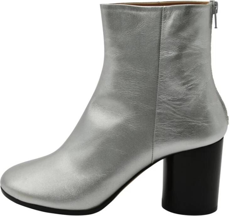 Maison Margiela Zilver Metallic Leren Enkellaarzen Grijs Dames