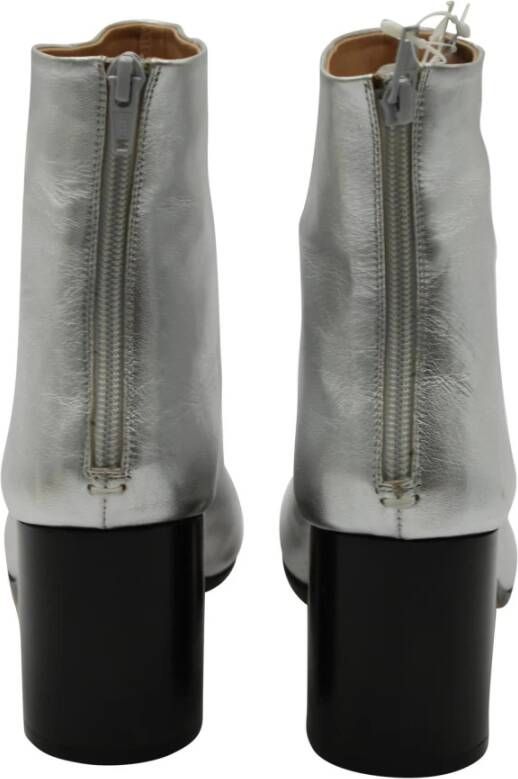 Maison Margiela Zilver Metallic Leren Enkellaarzen Grijs Dames