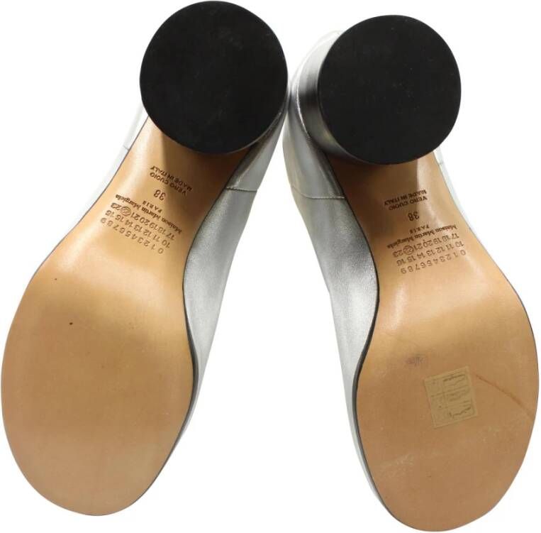 Maison Margiela Zilver Metallic Leren Enkellaarzen Grijs Dames