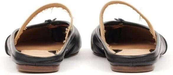 Maison Margiela Zwarte leren instap ballerina schoenen Black Dames