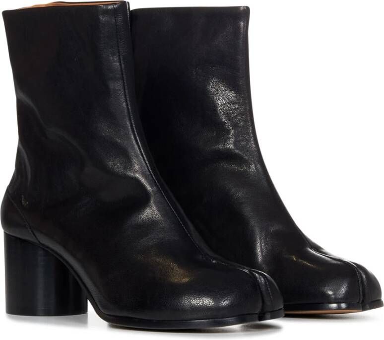 Maison Margiela Zwarte Leren Laarzen met Tabi Split-Teen Vorm Zwart Dames