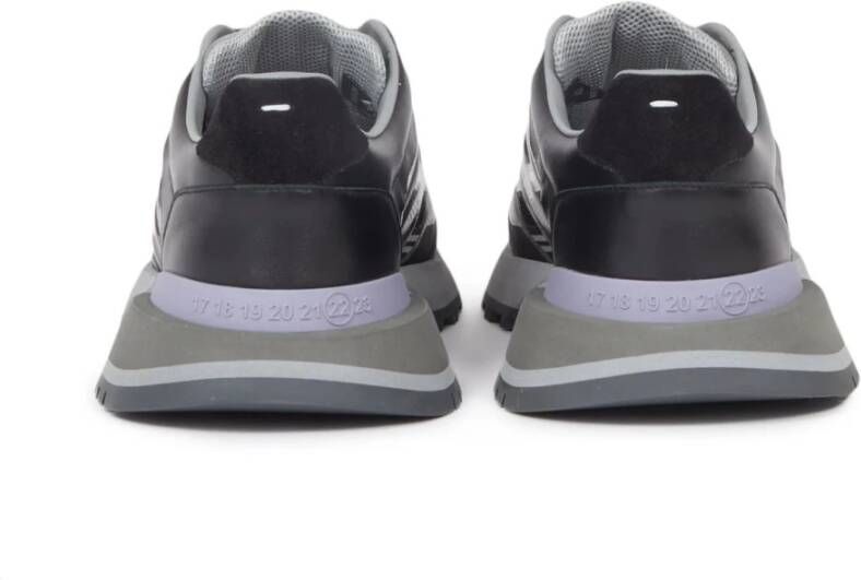 Maison Margiela Zwarte leren sneakers met mesh detail Multicolor Heren