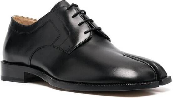 Maison Margiela Zwarte Leren Tabi Teen Veterschoenen