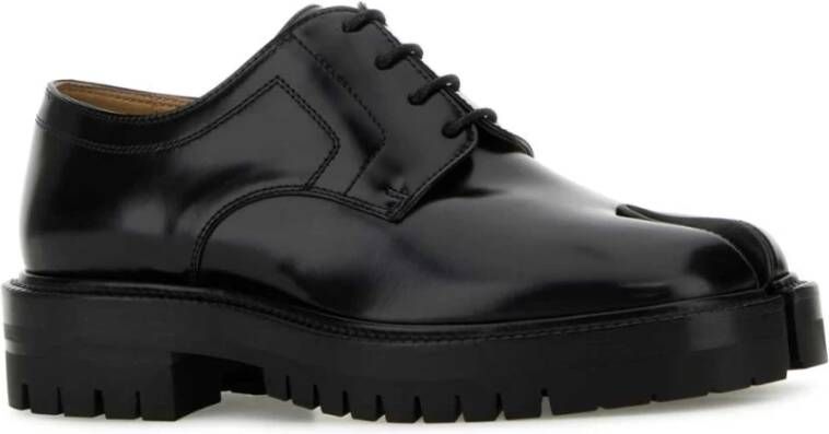 Maison Margiela Zwarte Leren Tabi Veterschoenen