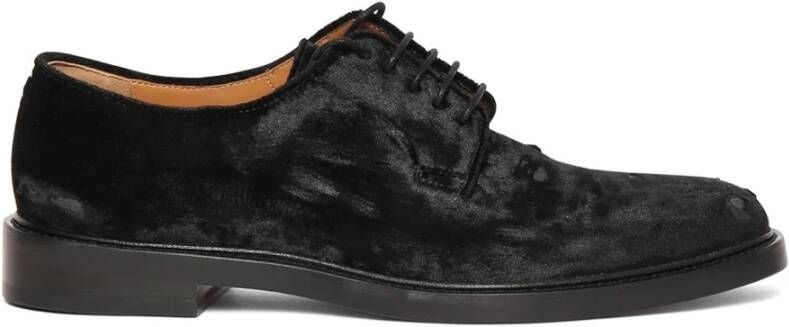 Maison Margiela Zwarte Velvet Oxford Veterschoenen Ss23 Black Heren