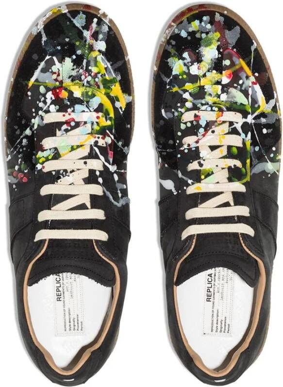 Maison Margiela Zwarte Replica Sneakers met Splat Details Zwart Heren