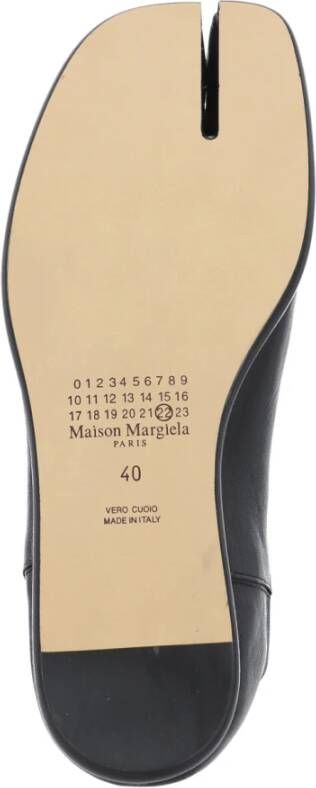 Maison Margiela Zwarte Tabi Teen Leren Lage Schoenen Black Dames