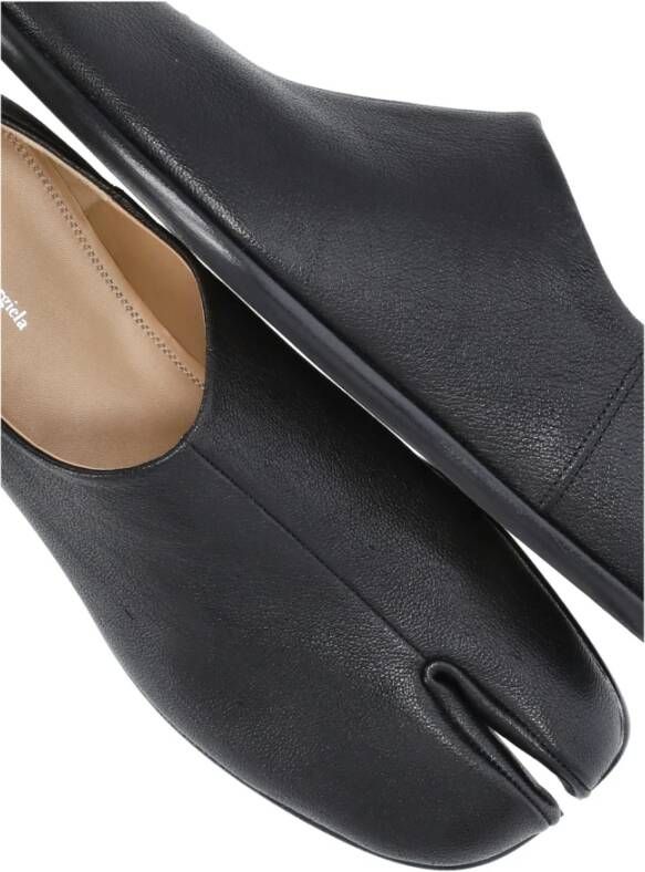 Maison Margiela Zwarte Tabi Teen Leren Lage Schoenen Black Dames