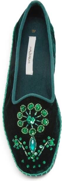 Maliparmi Velvet Ballerina Schoenen Green Dames