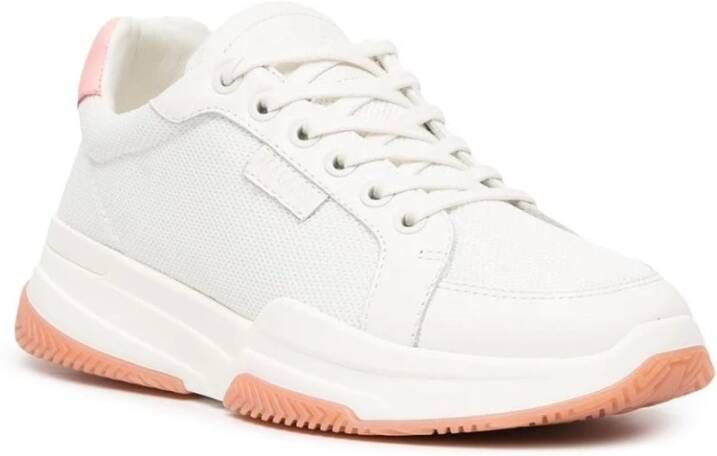 Mallet Footwear Witte en roze lage sneakers voor dames Wit Dames