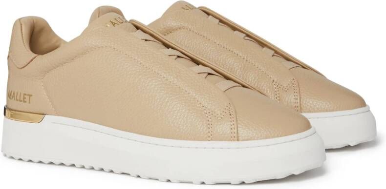 Mallet London Beige Tumbled Tan Leren Sneakers Beige Heren