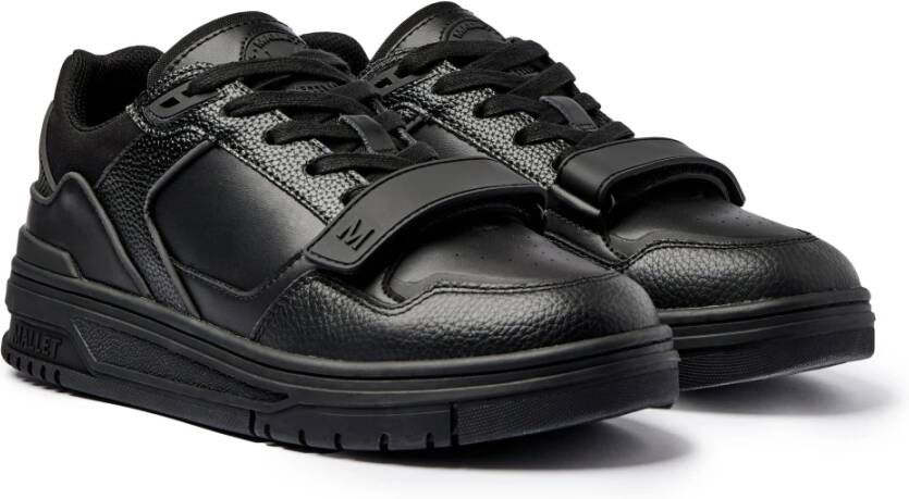 Mallet London Luxe Zwarte Leren Strap Sneakers Black Heren