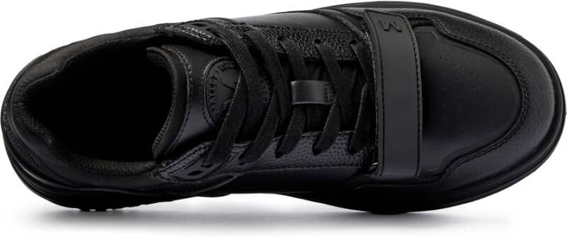 Mallet London Luxe Zwarte Leren Strap Sneakers Black Heren