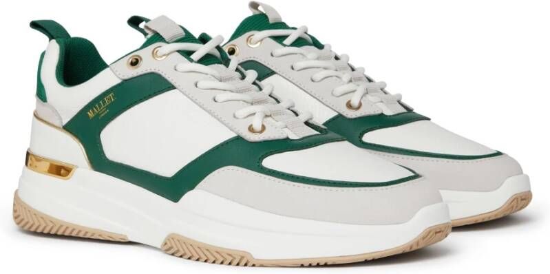 Mallet London Witte Groene Leren Sneakers Aw24 Green Heren