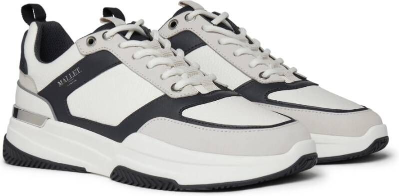 Mallet London Wit Marine Leren Sneakers Aw24 Blue Heren