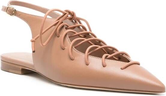 Malone Souliers Bruine Slingback Veterschoenen met Puntige Neus